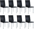 Dining Chairs Set of 8,Faux Leather with Chrome Plate Metal Legs,Armless Kitchen Room Chairs Set of 8,Max Load 300 Lbs,High Back Modern Design for Home Kitchen Living Room Bedroom
