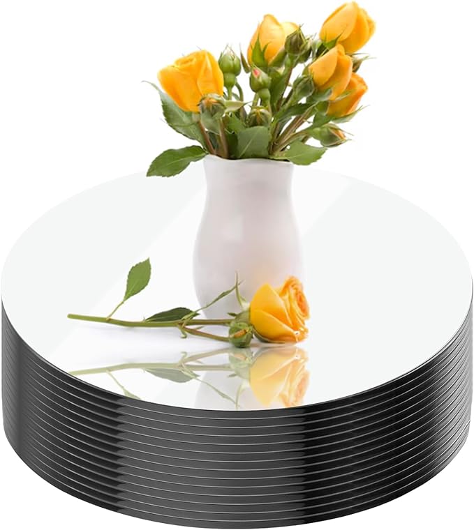 14Pack Round Mirror Centerpieces for Tables, 2mm, 6inch Circle Mirror Trays Plates for Table Centerpieces, Circle Mirror Candle Plates for Wedding Decorations and Party Table Centerpieces Decorations