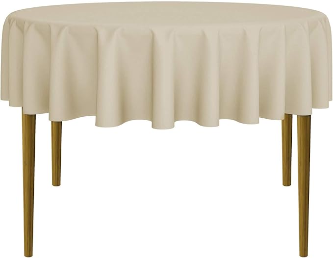 Lann's Linens - 70" Round Premium Tablecloth for Wedding/Banquet/Restaurant - Polyester Fabric Table Cloth - Beige