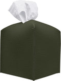 Carrotez Tissue Box Cover, [Refined] Modern PU Leather Square Tissue Box Holder - Decorative Holder/Organizer for Bathroom Vanity Countertop, Night Stands, Office Desk & Car 5"X5"X5" - Khaki