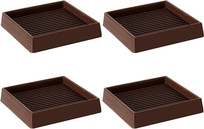 5X5 Rubber Caster Cups, Non Slip Furniture Pads, Anti-Slip Gripper, Anti Skid Furniture Feet, Anti Slide Floor Protector for Bed Couch Stoppers - 4 Pack Brown