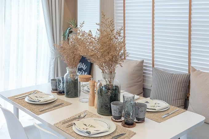 homing Cotton Linen Placemats Set of 4, Cloth Washable Farmhouse Dining Table Mats for Indoors & Outdoors, Easy to Clean, Linen, 13 x 19 Inch