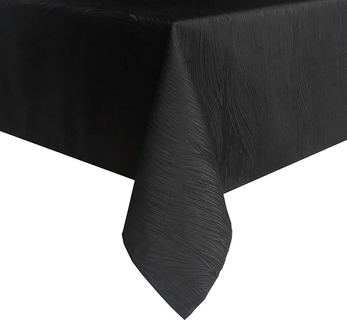 maxmill Jacquard Table Cloth Swirl Pattern Spillproof Wrinkle Resistant Heavy Weight Soft Tablecloth for Kitchen Dinning Tabletop Decoration Outdoor Picnic Rectangle 52 x 70 Inch Black