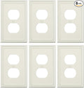 6-Pack Duplex Outlet Cover Plate, Light Almond Metal Wall Plates for Electrical Outlets, 1 Gang Receptacle Light Switch Cover, Pearls Decorative Switch Plates and Outlet Covers