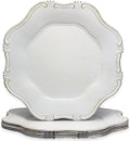 White Charger Plates Set of 6, Decorative Table Plastic Chargers for Dinner Plates, Party, Wedding, Thanksgiving, Christmas， JX11W