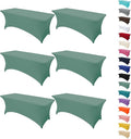 6Pack 8FT Table Cloth for Rectangular Fitted Events Stretch Turquoise Stone Table Covers Washable Spandex Tablecloth Protector for Party, Wedding, Cocktail, Banquet, Festival