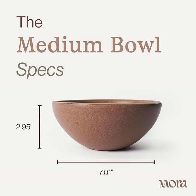 MORA Medium Bowls Set of 4, 28oz Ceramic Pottery Everyday Bowls - Microwave, Oven and Dishwasher Safe - Harvest