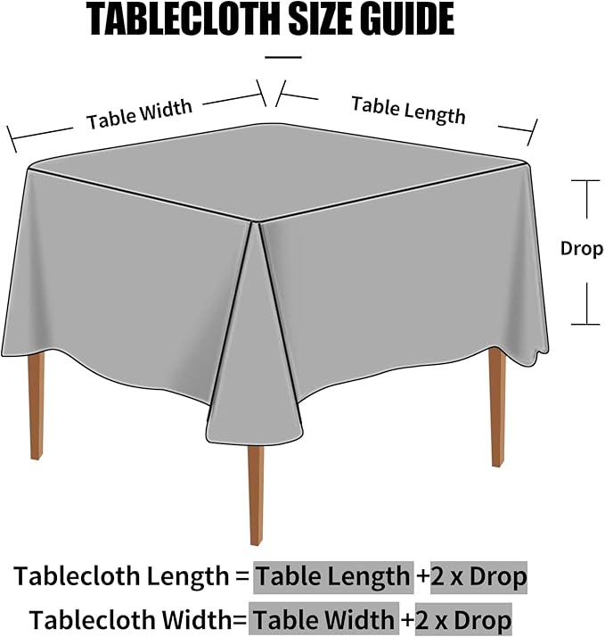 Smiry Square Table Cloth, Waterproof Heavy Duty Vinyl Tablecloths, Wipeable Washable Table Cover for Kitchen and Dining Room (Black, 54" X 54")