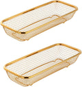 Gold Kitchen Drawer Organizer, Stackable Mesh Storage Baskets, Stainless Steel Silverware Organizer for Holding Knife Fork Spoon, 12.5"x5"x2.5", Pack of 2