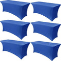 Obstal 6 Pack Stretch Spandex Table Covers for 8 Foot Tables - 8 FT Universal Rectangular Fitted Tablecloth Protector for Wedding, Banquet, Party (Royal Blue, 96 L x 30 W x 30 H Inches)