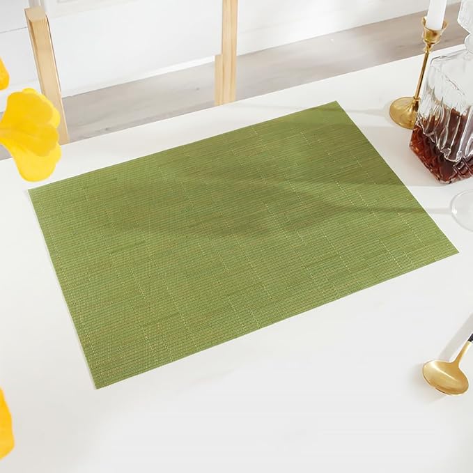 PIGCHCY Placemats Set of 12 Washable Durable Place Mats Vinyl Heat Resistant Non-Slip Table Mats Indoor Outdoor (Sage Green)