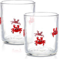Icon Juice Glasses, 14oz Stemless Wine Drinking Juice Glass Cup for Valentine Party Supplies Gift(2 Pcs,Crab)
