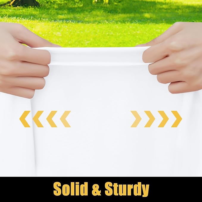 Smiry Rectangle Picnic Table Cloth, Waterproof Elastic Fitted Tablecloths for 5 Foot Tables, Washable Polyester Table Cover for Camping, Indoor and Outdoor (White, 30"x60")
