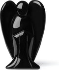 YATOJUZI 3" Black Obsidian Angel Decor Big Hand-Carved Angels Guardian Sculpture Statue Figurines Natural Crystal Stones and Healing Crystals Home Room Office Desk Decoration for Women Men