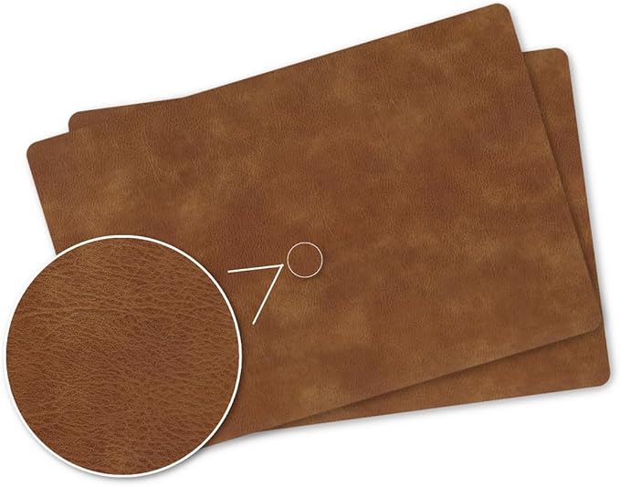 Faux Leather Dining Placemats Set of 4,Suitable for Indoor&Outdoor,Waterproof&Heat-Resistant Table Mats,Washable&Non-Slip Wipeable for Dining Table Decor-Brown