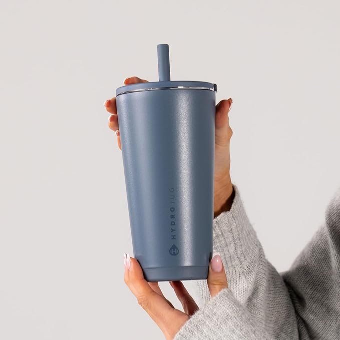 HydroJug Everyday Tumbler 20 oz – Ceramic-Lined Insulated Tumbler with Straw and Soft-Touch Lid, Cup Holder Friendly, Double-Wall Vacuum Insulation, Reusable Travel Cup – Cascade