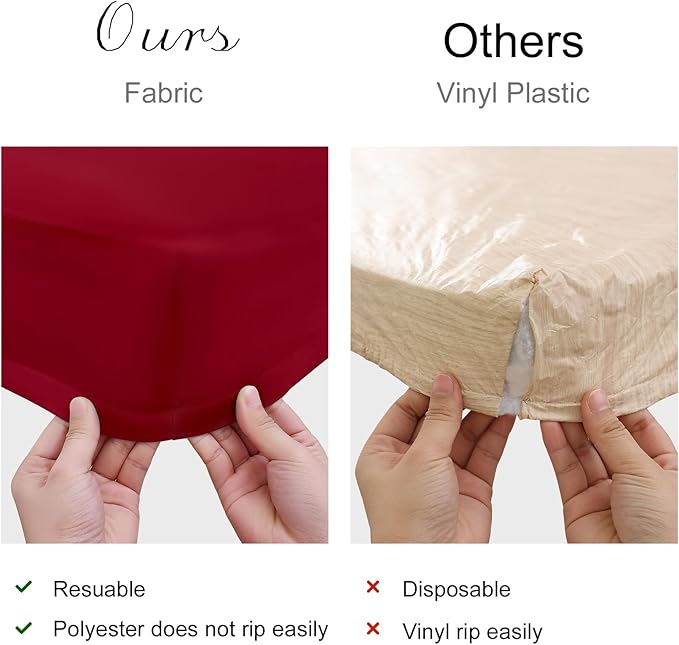 homing 2 Pack Rectangle Table Cloth, Elastic Fitted Fabric Tablecloth Fits for 4 Foot Folding Tables, Washable Table Cover for Picnic, Camping, Indoor & Valentine's Day (Wine Red, 30" x 48")