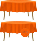 Fokitut 2 Pack Waterproof Round Tablecloth, 90 Inch, Stain Resistant and Wrinkle Polyester Table Cloth, Fabric Table Cover for Kitchen Dining, Wedding, Party, Holiday Dinner-Orange
