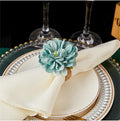Floral Napkin Rings Set of 6,Rustic Rose Napkin Rings Flower Dinner Napkin Holder for Table Decoration (34#Blue)
