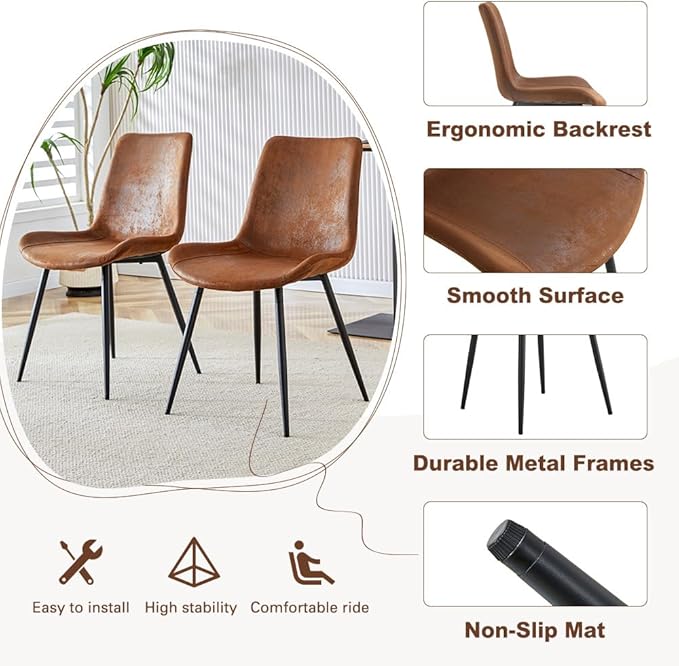 Round Dining Table Set for 4｜42"-54" Extendable Dining Room Table Set｜Wooden Kitchen Table with 4 Chairs｜Mid Century Modern Dinner Table Set with Cross Legs｜Easy Assembly｜Space Saving
