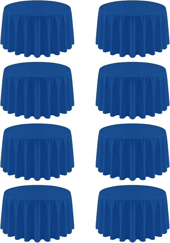 8 Pack Round Tablecloth 90 Inch Royal Blue Tablecloth for Round Tables, Washable Polyester Table Cloth Stain and Wrinkle Resistant Decorative Table Cover for Wedding Party Dining Banquet