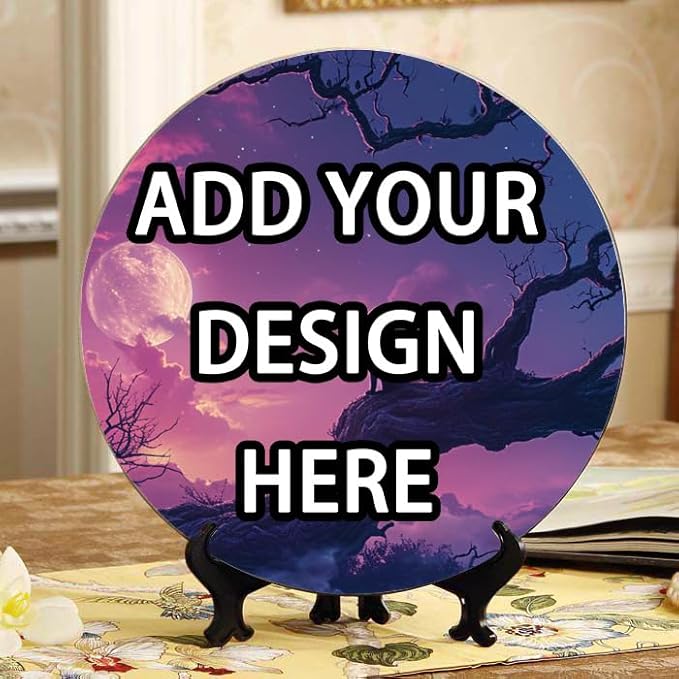Personalized Ceramic Decorative Plate Customizable Photo Text Logo Printed for Wall Hanging or Table Decor Perfect Memorial Gifts for Anniversary or Birthday CP-144696754248036