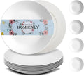 Homienly Wheat Straw Plates, Flat Dinner Plates, Unbreakable Plate for Kitchen, Camping, Outdoor, Microwave and Dishwasher Safe Plates Set, 9 inch, Set of 8 - White
