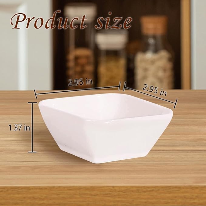 Ultra-Strong 3 Oz 6 Pack Ceramic Dip Bowls Set, Mini Bowl Soy Sauce Plate, Condiment Server, Can be Used for Ketchup, Vinegar,BBQ and Party Dinner