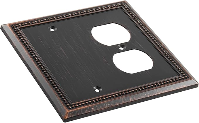 Henne Bery Sunken Pearls Heavy Duty Decorative Wall Plate Switch Plate Outlet Cover (Blank/Duplex, Aged Bronze)