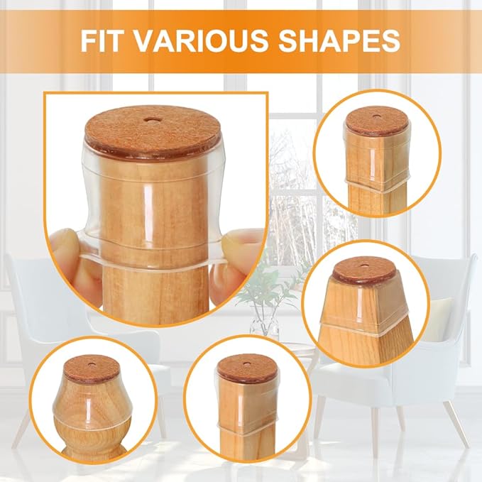 32 Pcs Chair Leg Floor Protectors for Hardwood Floors Silicone Covers to Protect Wood Tile Floors Scratches Felt Pads Furniture Leg Caps Reduce Noise (Fit:0.9"-1.29")
