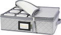 BALEINE China Storage Containers, Sturdy Quilted Wine Glass Storage, Plate Organizer with Carry Handles, Moving Boxes for Dishes, Cups, Mugs and Stemware (Mug Storage, Soft Shell Grey)