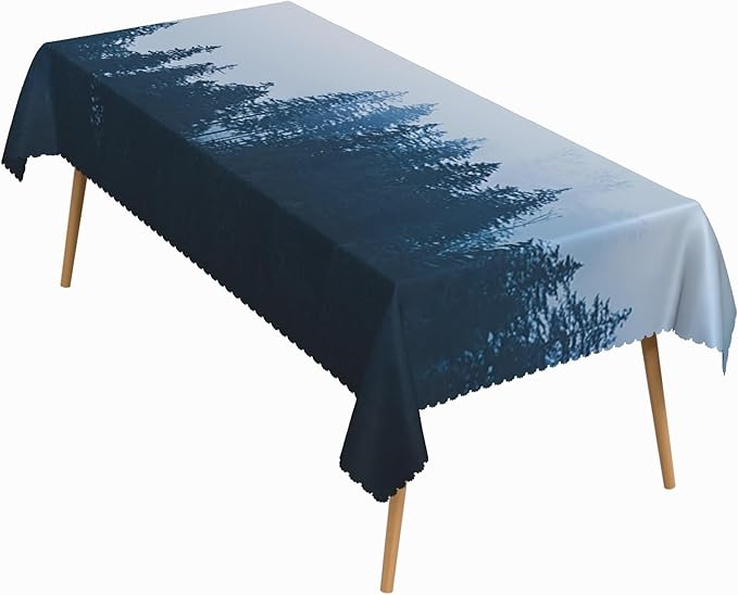 52x70 Inch Nature Rectangular Tablecloth Tall Tree Forest Table Cloth Waterproof Durable Table Cover for Holiday Picnic Outdoor BBQ Decor