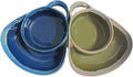 Soup and Side Bowl Plate Ceramic, Chip and Dip Divided Bowls, Anti-Soggy Cereal Bowl Bread Dipping Bowls Plates for Salad Breakfast, and Sandwich Ideal for Home and Restaurant (Blue + green)