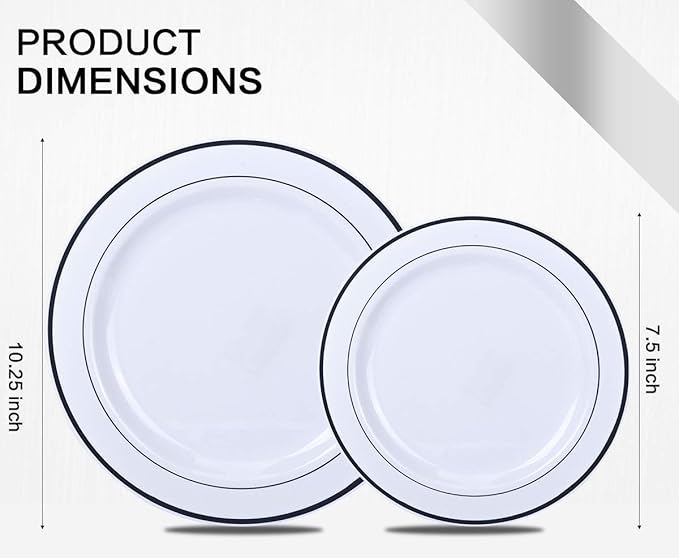 M MCIRCO 350 Piece Dinnerware Set,100 Silver Rim Plastic Plates, 50 Cups,50 Pre Rolled Napkins with Plastic Silverware, Disposable Dinnerware Set for 50 Guest, Silver