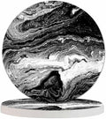 Marble Acrylic Texture Coasters for Drinks Nature Black Marbling Artwork for Tabletop Protection Coffee Table Living Room Kitchen Office Home Decor 2 Pcs,4 Inch