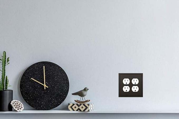 Henne Bery Modern Edge Decorative Wall Plate Switch Plate Outlet Cover, Durable Solid Zinc Alloy (Double Duplex, Matte Black)