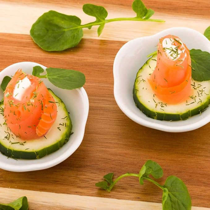 Restaurantware 3 Inch x 3 Inch Sauce Bowls 10 Flower Shaped Dipping Sauce Dishes - Microwave-Safe Oven-Safe White Porcelain Dipping Plates Chip-Resistant For Desserts Condiments Snacks