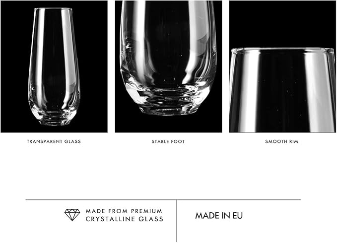 Krosno Champagne & Drink Glasses from the Harmony Collection | Set of 6 | 7.8 oz | Crystal Clear | For Home, Restaurant & Parties | Dishwasher Safe | Lead-Free Crystal Glass