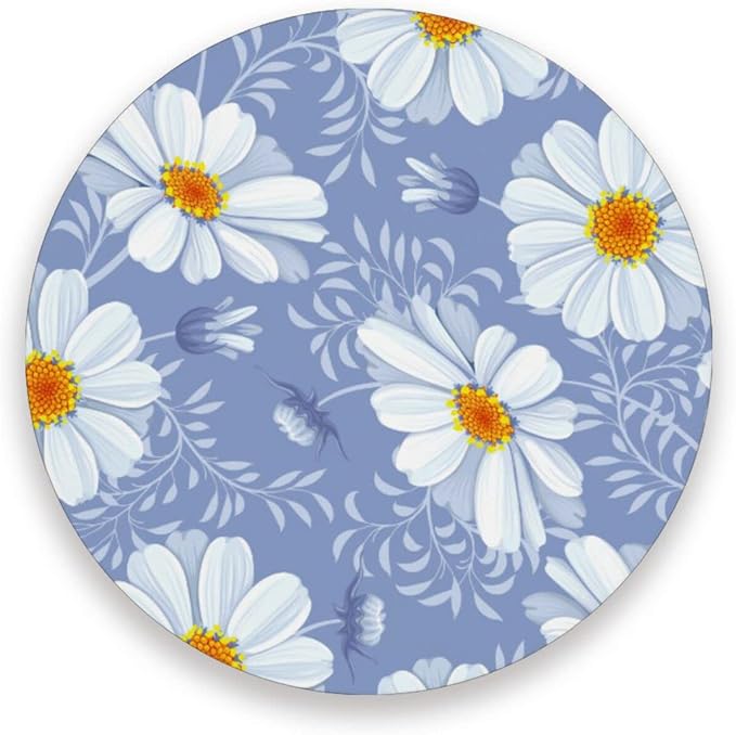 Coasters for Drinks Cup Coasters for Coffee Table Desk Cup Mat Cork Backing for Coasters Round Home Decor Daisy Floral Purple