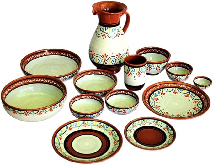 Cactus Canyon Ceramics VERY SMALL Spanish Terracotta 5-Piece VERY SMALL Mini-Bowl (Pinch Bowls) Set, White