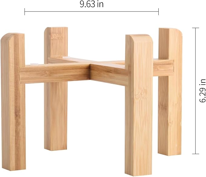 Elevated/Raised Dog Bowl Wood Stand for Medium Large Breed,Dog Food Water Dish Holder, 8 in Non Slip Porcelain Pet Bowl Stand Extra Big Height 6.29" Tall