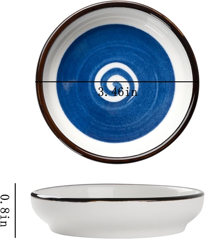 Soy Sauce Dish - 3.5 Inch of 8 Ceramic Style Sauce Dipping Bowls - Perfect for Sushi and More - Japanese Elegant soy sauce dishes for sushi soy sauce dish
