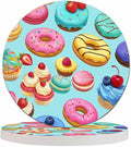 Sweets Ornament Table Coasters for Drinks Cupcake Dessert Cream Bake Cake Donut Pastry Macaron Chocolate 100% Diatomite Home and Dining Room Bar Decor 4 X 4 X 0.35 Inch for Men Women