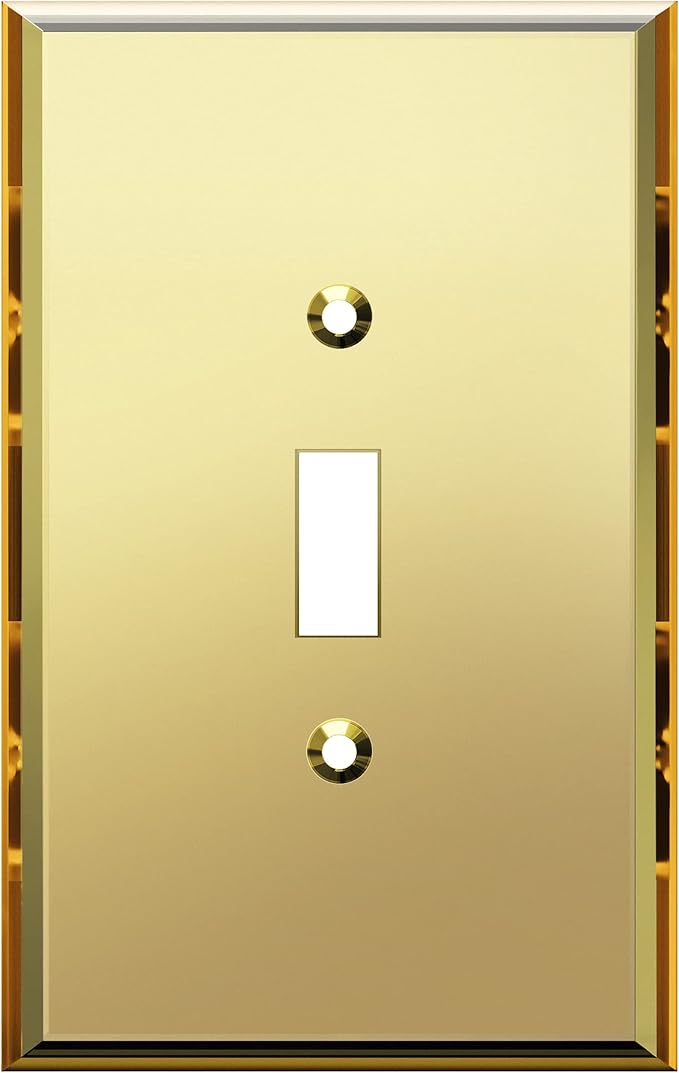 LIDER Reflective Acrylic Toggle Switch Wall Plate, Mirrored Light Switch Cover, Plexiglass Cover Plate, Acrylic Glass, Oversized 1-Gang 5.25" x 3.44", LWP-11O-AGD, Gold