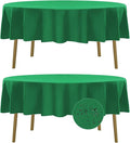 Fokitut 2 Pack Waterproof Round Tablecloth, 70 Inch, Stain Resistant and Wrinkle Polyester Table Cloth, Fabric Table Cover for Kitchen Dining, Wedding, Party, Holiday Dinner-Emerald