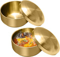 Stainless Steel Rice Bowl with Lid, Set of 2, for Korean Kitchen Restaurant, Double-walled Metal Bowls, Multi-Purpose Insulated Soup Bowls Snacks Bowls (11.5cm Gold)