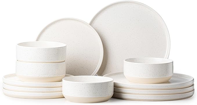 12 Pieces Plates and Bowls Sets,White Dish Set for 4,Premium Serving Dinnerware Sets, Chip and Scratch Resistant Dishware Sets Kitchen Dishes Dining Ware Set(Light Beige)