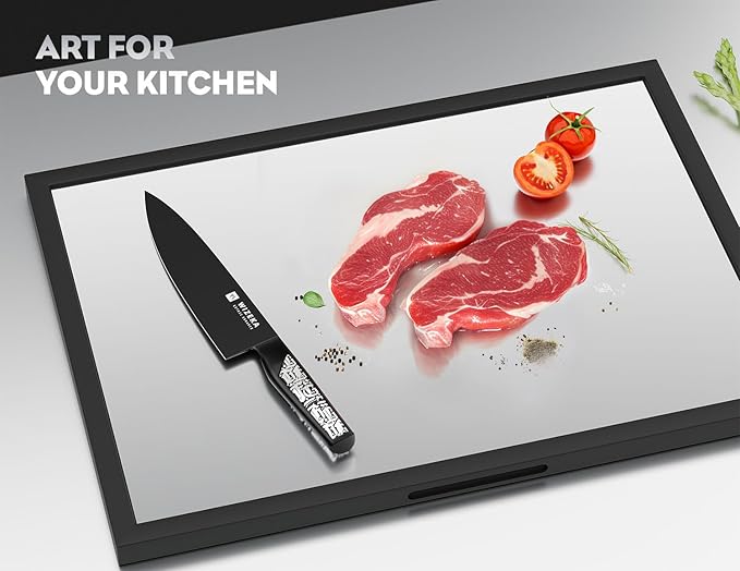 WIZEKA Chef Knife: 8 Inch: Extreme Sharp Kitchen Knife: Full Tang High Carbon Stainless Steel: Chef's knife with Ergonomic Handle with Unique Patterns,Gothic Series