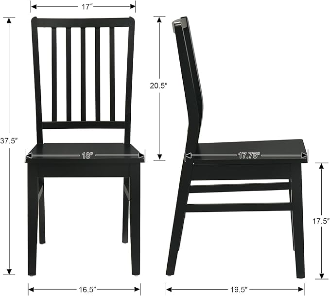 Black Wooden Dining Chairs Set of 8, Farmhouse Dining Room & Kitchen Chair with High Back, Spindle Windsor Armless Side Chair for Living Room Dining Room Kitchen Restaurant Balcony