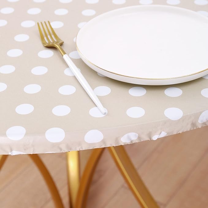 Walrus Round Vinyl Fitted Tablecloth with Flannel Backing Elastic Edge Design Table Cover Waterproof Oil-Proof PVC Table Cloth Stain-Resistant Best for 37"-44" Round